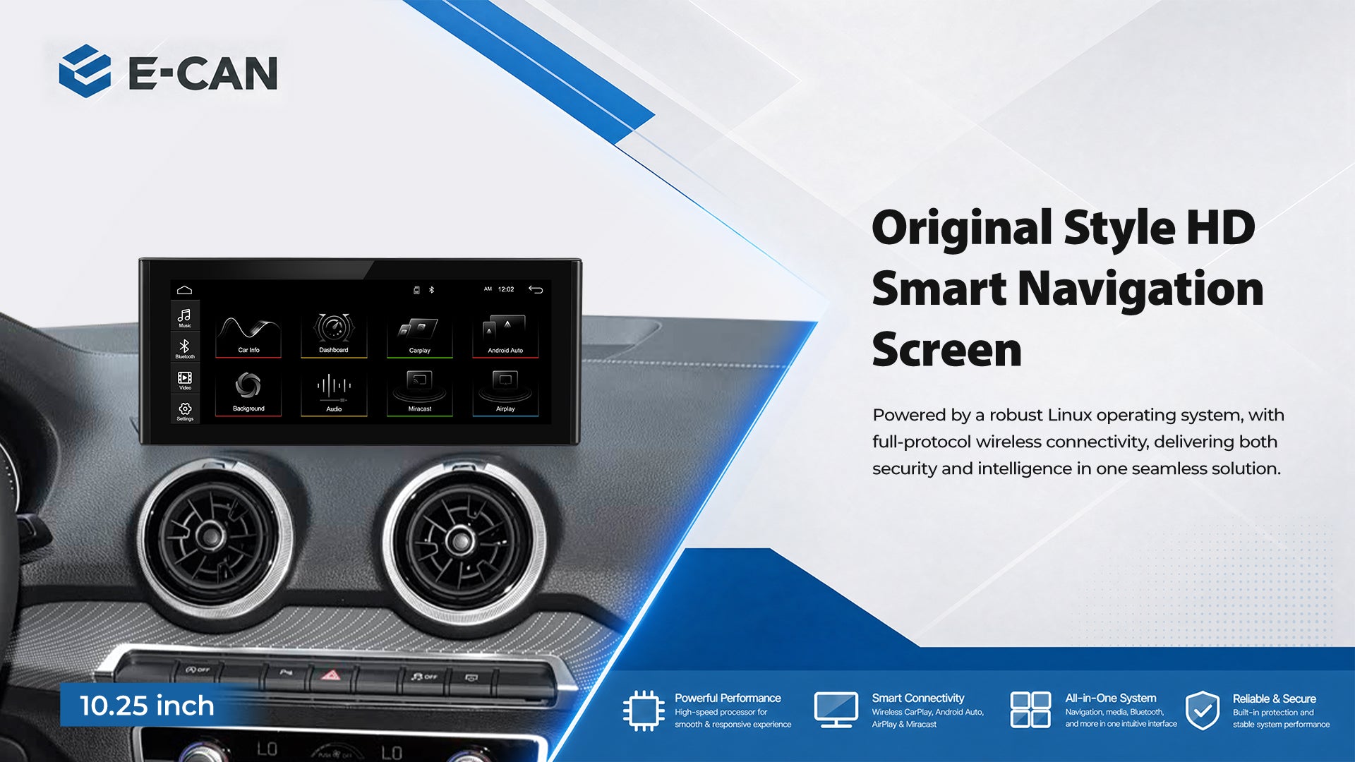 For Audi Q2L 2018-2022 Linux Car Audio Head Unit Wireless CarPlay/Android Auto Bluetooth | EC-L1