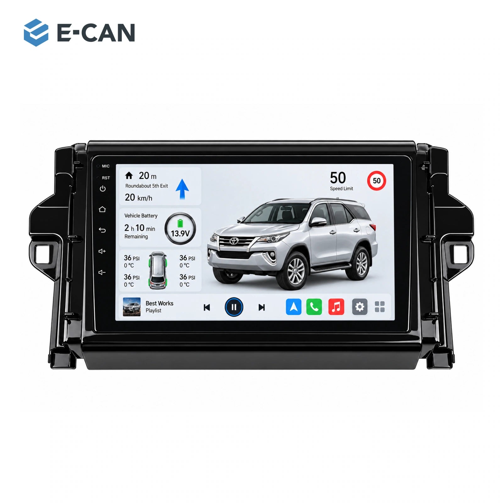 9-inch · 2016–2020 matched fascia for Toyota Fortuner 2016–2020