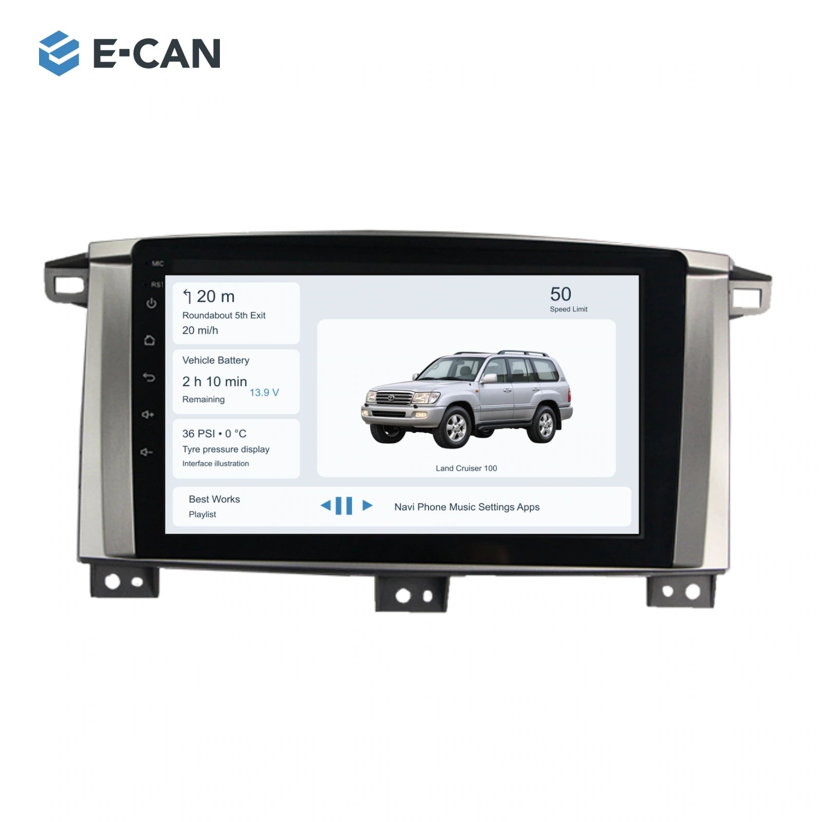 9-inch · Manual A/C · flat-top for Toyota Land Cruiser 100 2003–2007